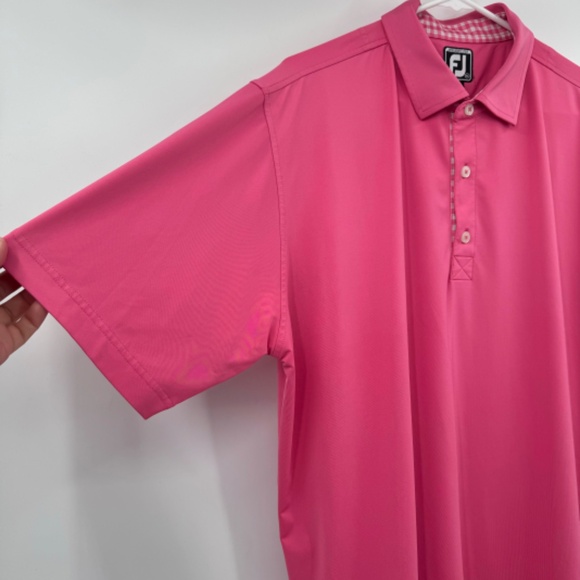 FootJoy Polo Shirt Men XL Pink Athletic Fit Golf Performance Stretch ShortSleeve - Picture 2 of 9